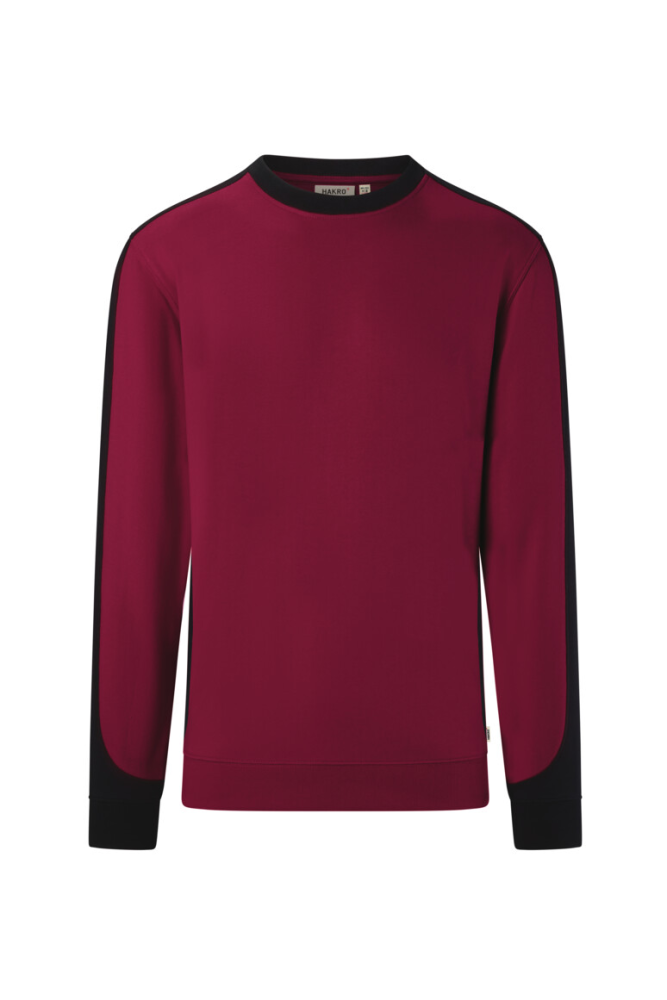 HAKRO Sweatshirt Contrast Mikralinar® Eco, weinrot/schwarz, 2XS