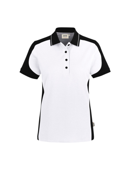 HAKRO Damen Poloshirt Contrast Mikralinar® Eco, weiss/schwarz