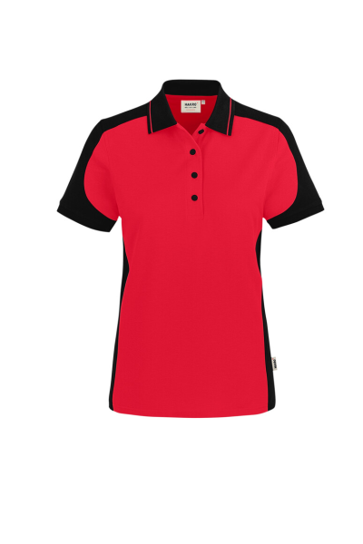HAKRO Damen Poloshirt Contrast Mikralinar® Eco, rot/schwarz