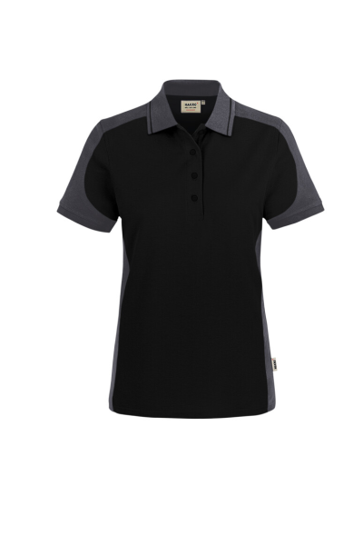 HAKRO Damen Poloshirt Contrast Mikralinar® Eco, schwarz/karbongrau