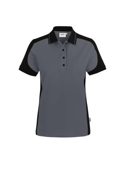 HAKRO Damen Poloshirt Contrast Mikralinar® Eco, anthrazit/schwarz