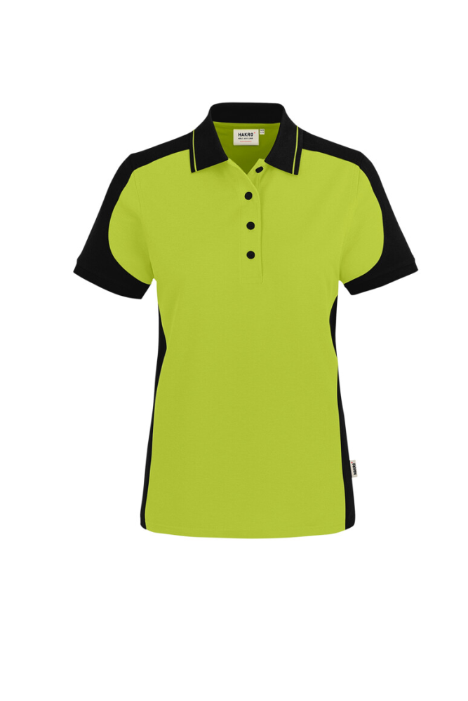 HAKRO Damen Poloshirt Contrast MIKRALINAR® ECO, kiwi/schwarz, 4XL