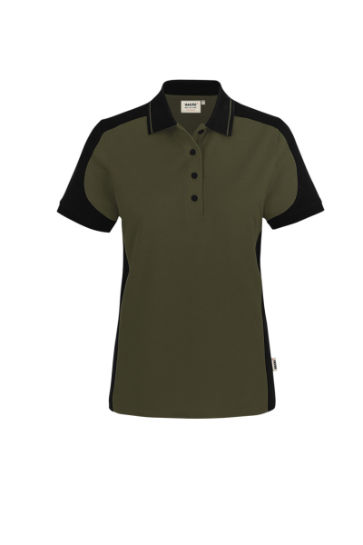 HAKRO Damen Poloshirt Contrast Mikralinar® Eco, olive/schwarz