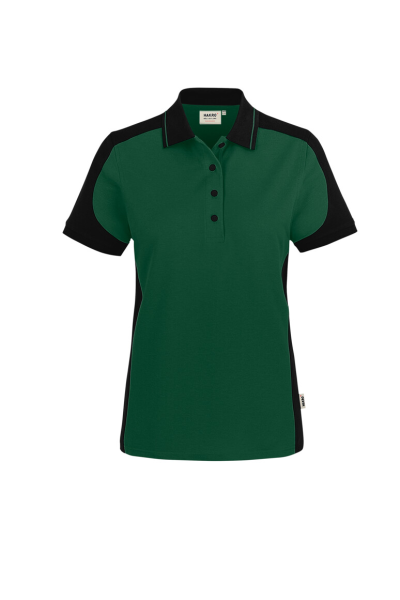 HAKRO Damen Poloshirt Contrast Mikralinar® Eco, tanne/schwarz