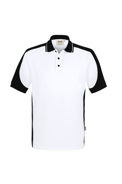 HAKRO Poloshirt Contrast Mikralinar® Eco, weiss/schwarz