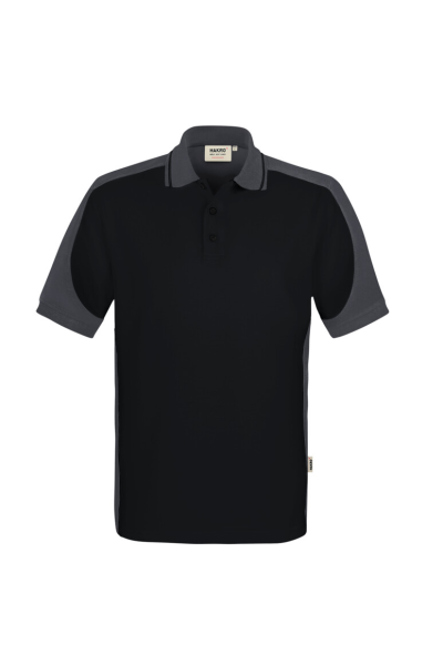 HAKRO Poloshirt Contrast Mikralinar® Eco, schwarz/karbongrau