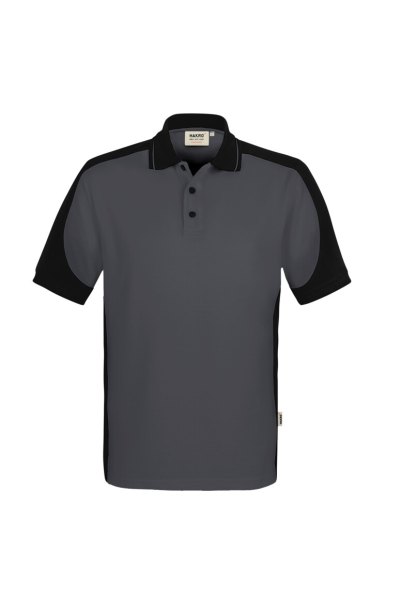 HAKRO Poloshirt Contrast Mikralinar® Eco, karbongrau/schwarz