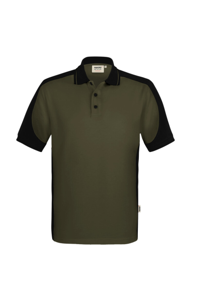 HAKRO Poloshirt Contrast Mikralinar® Eco, olive/schwarz