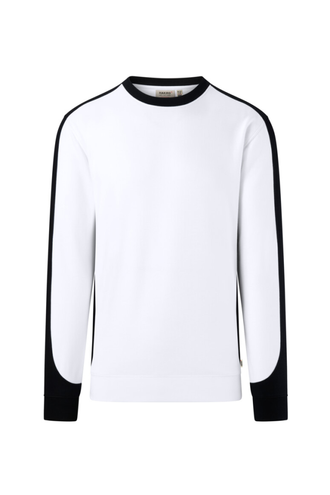 HAKRO Sweatshirt Contrast Mikralinar® Eco, weiss/schwarz, 2XL