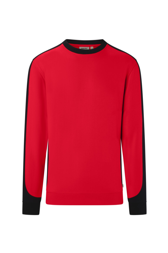 HAKRO Sweatshirt Contrast Mikralinar® Eco, rot/schwarz, L