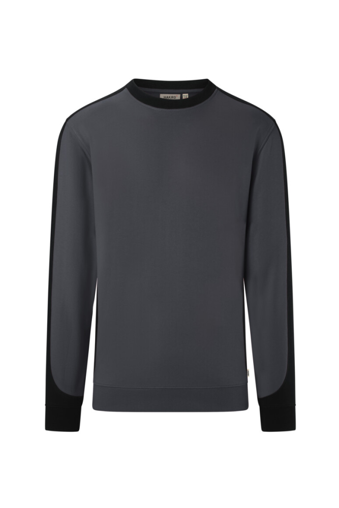 HAKRO Sweatshirt Contrast Mikralinar® Eco, karbongrau/schwarz, 4XL