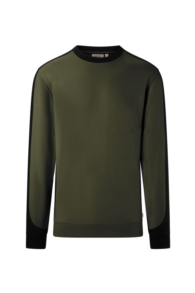 HAKRO Sweatshirt Contrast Mikralinar® Eco, olive/schwarz, 4XL