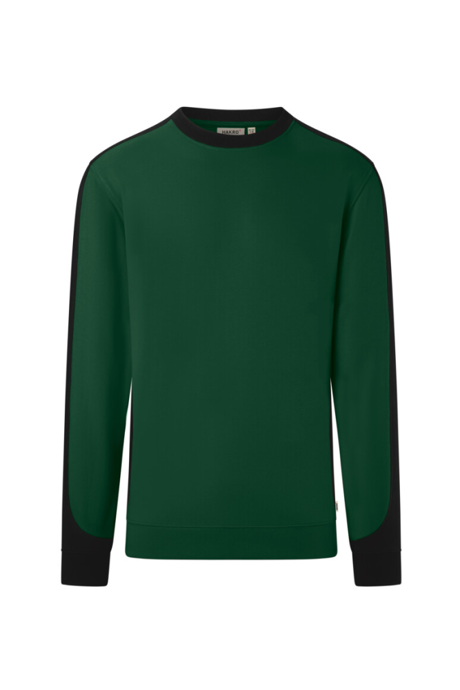 HAKRO Sweatshirt Contrast Mikralinar® Eco, tanne/schwarz, 4XL
