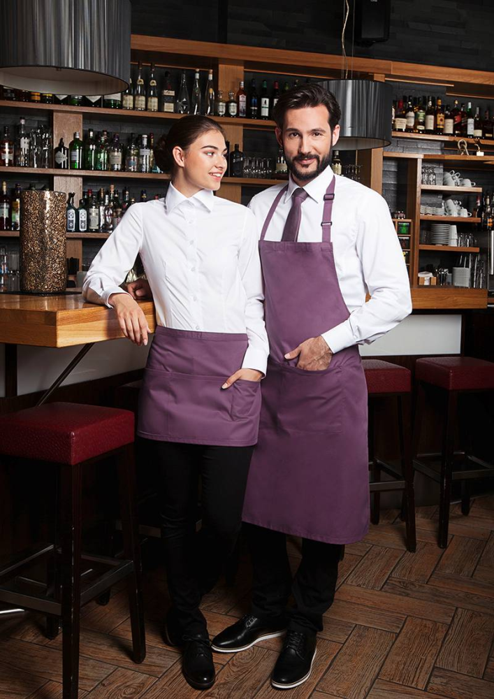 Karlowsky Latzschürze Basic mit Schnalle und Tasche, aubergine