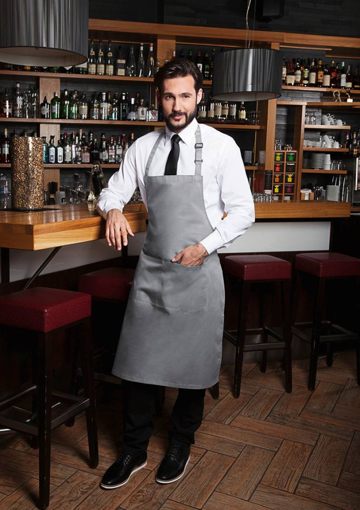 Karlowsky Latzschürze Basic mit Schnalle und Tasche, basaltgrau