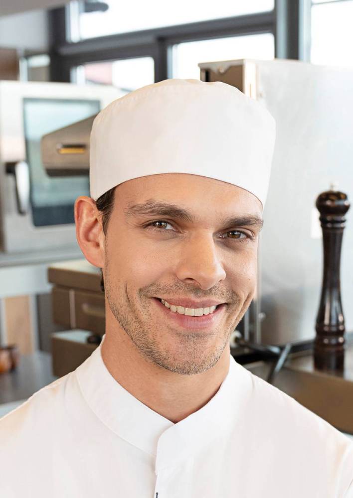 Karlowsky Kochmütze Beanie mit atmungsaktivem Netzeinsatz, weiss