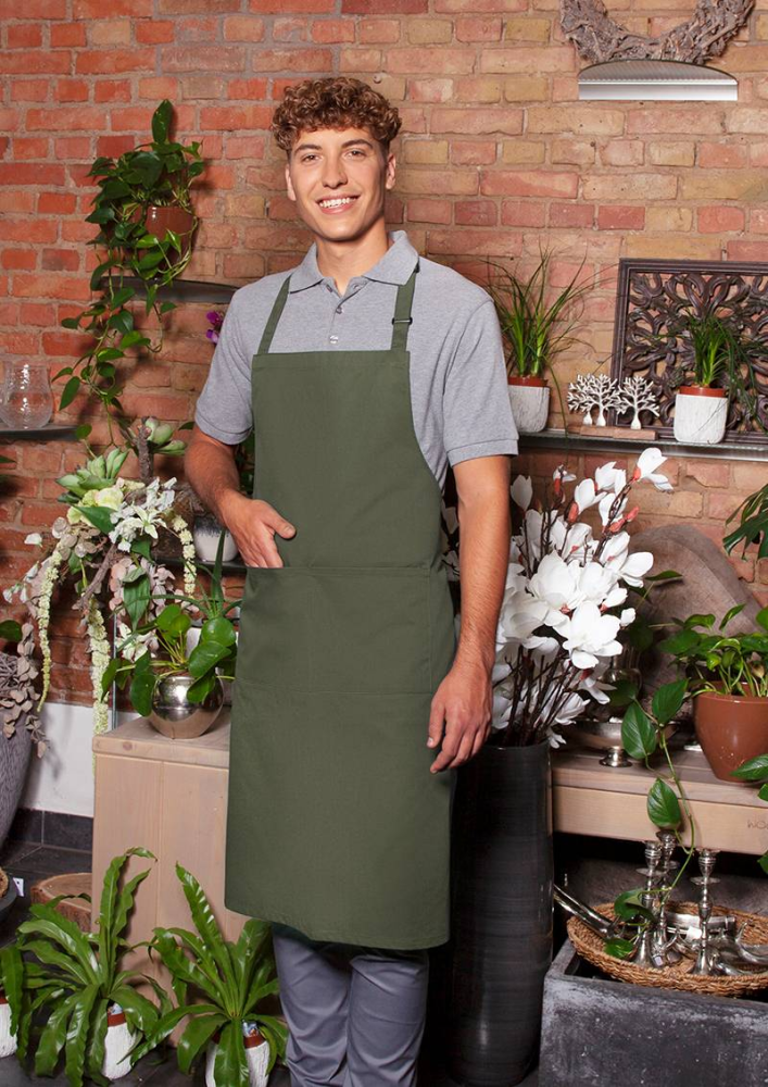 Karlowsky Latzschürze Basic mit Schnalle und Tasche, moosgrün