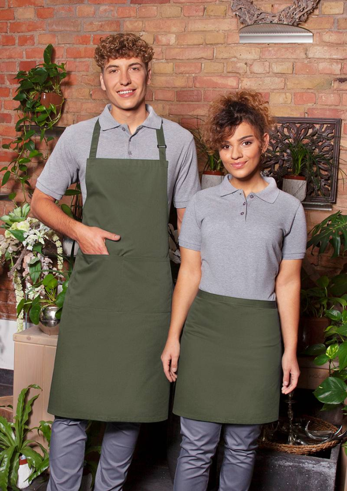 Karlowsky Latzschürze Basic mit Schnalle und Tasche, moosgrün