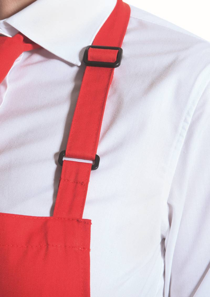 Karlowsky Latzschürze Basic mit Schnalle und Tasche, rot