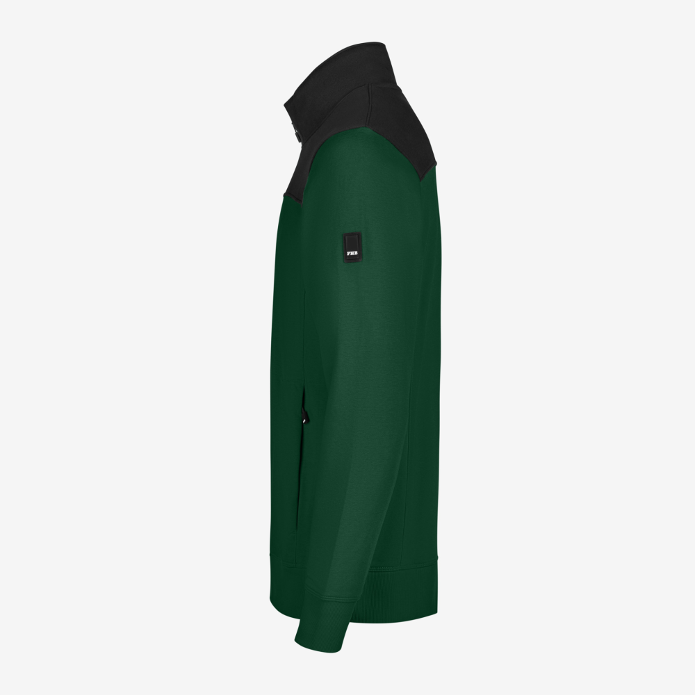 FHB ROB Zip-Sweatshirt, grün-schwarz, Gr. L