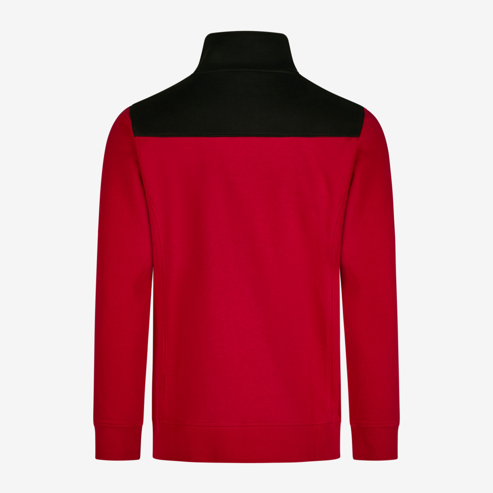 FHB ROB Zip-Sweatshirt, rot-schwarz, Gr. XL