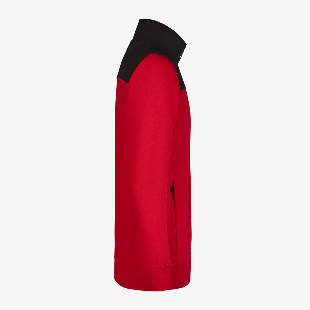 FHB ROB Zip-Sweatshirt, rot-schwarz, Gr. XL
