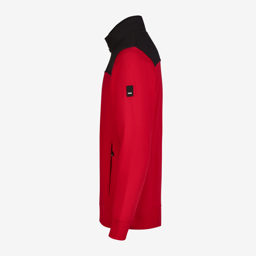FHB ROB Zip-Sweatshirt, rot-schwarz, Gr. XL