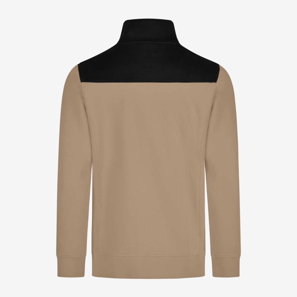 FHB ROB Zip-Sweatshirt, beige-schwarz, Gr. 2XL