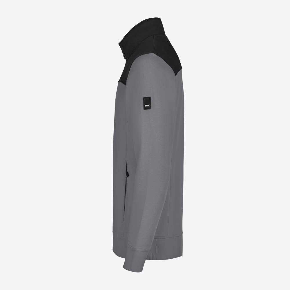 FHB ROB Zip-Sweatshirt, grau-schwarz, Gr. XS