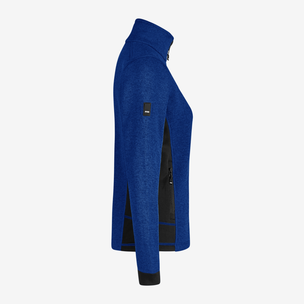 FHB MARIEKE Strick-Fleece-Jacke Damen, royalblau-schwarz, Gr. XL