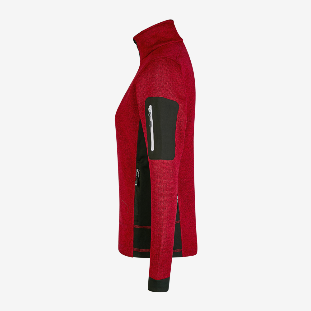 FHB MARIEKE Strick-Fleece-Jacke Damen, rot-schwarz, Gr. M