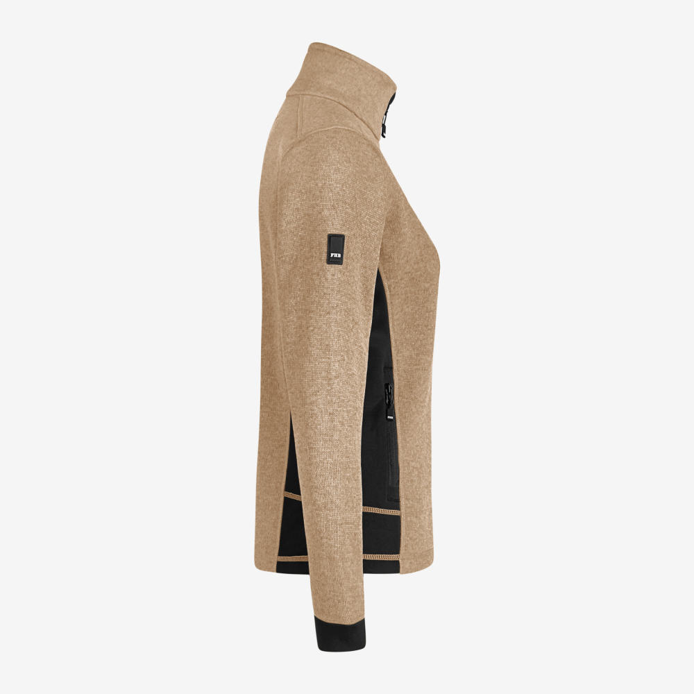 FHB MARIEKE Strick-Fleece-Jacke Damen, beige-schwarz, Gr. L