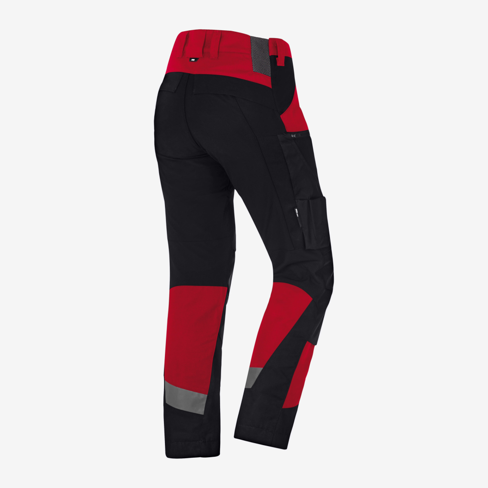 FHB LEO Arbeitshose elastisch, rot-schwarz, Gr. 60