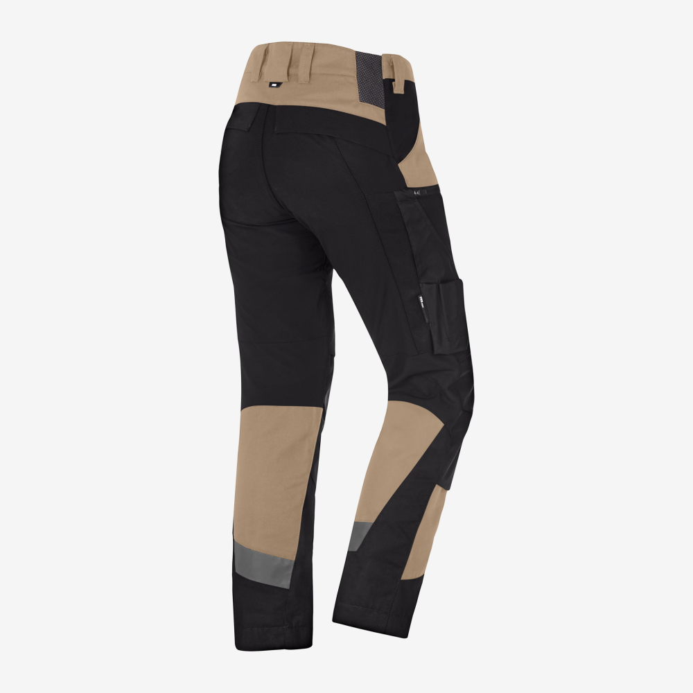 FHB LEO Arbeitshose elastisch, beige-schwarz, Gr. 62