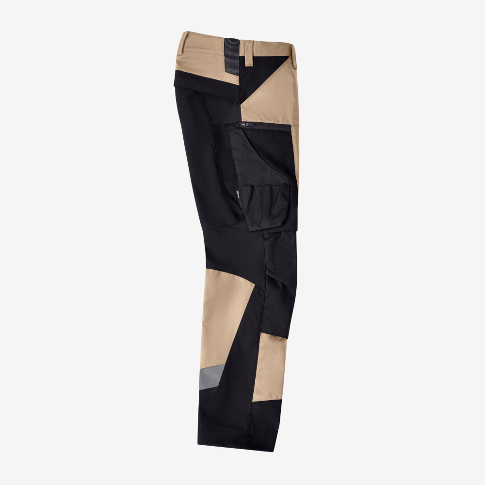 FHB LEO Arbeitshose elastisch, beige-schwarz, Gr. 62