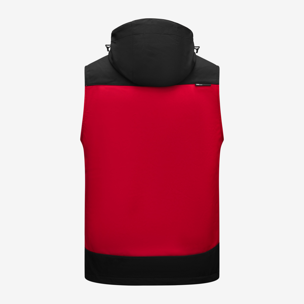 FHB JUSTUS Softshellweste, rot-schwarz, Gr. 3XL