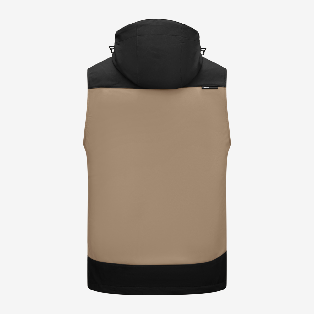 FHB JUSTUS Softshellweste, beige-schwarz, Gr. XL