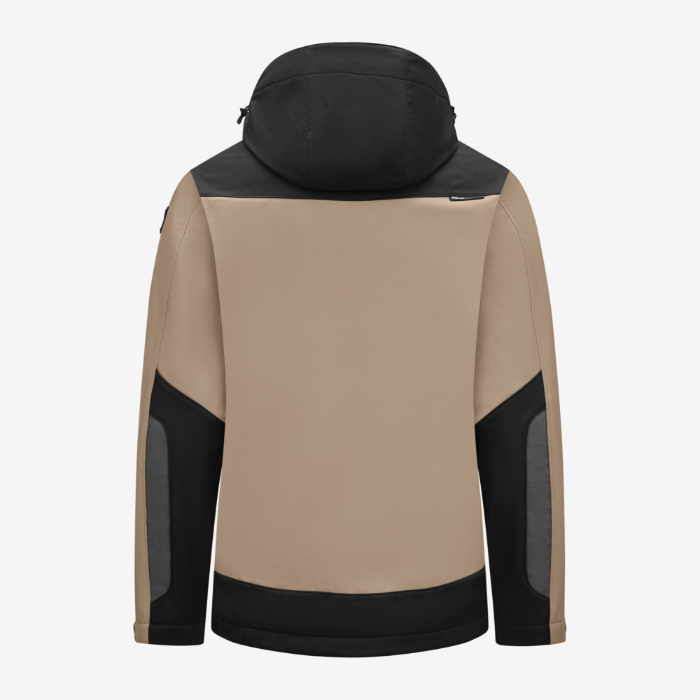 FHB JANNIK Softshelljacke, beige-schwarz, Gr. XS