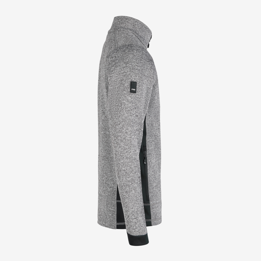 FHB CHRISTOPH Strick-Fleece-Jacke, grau-schwarz, Gr. S