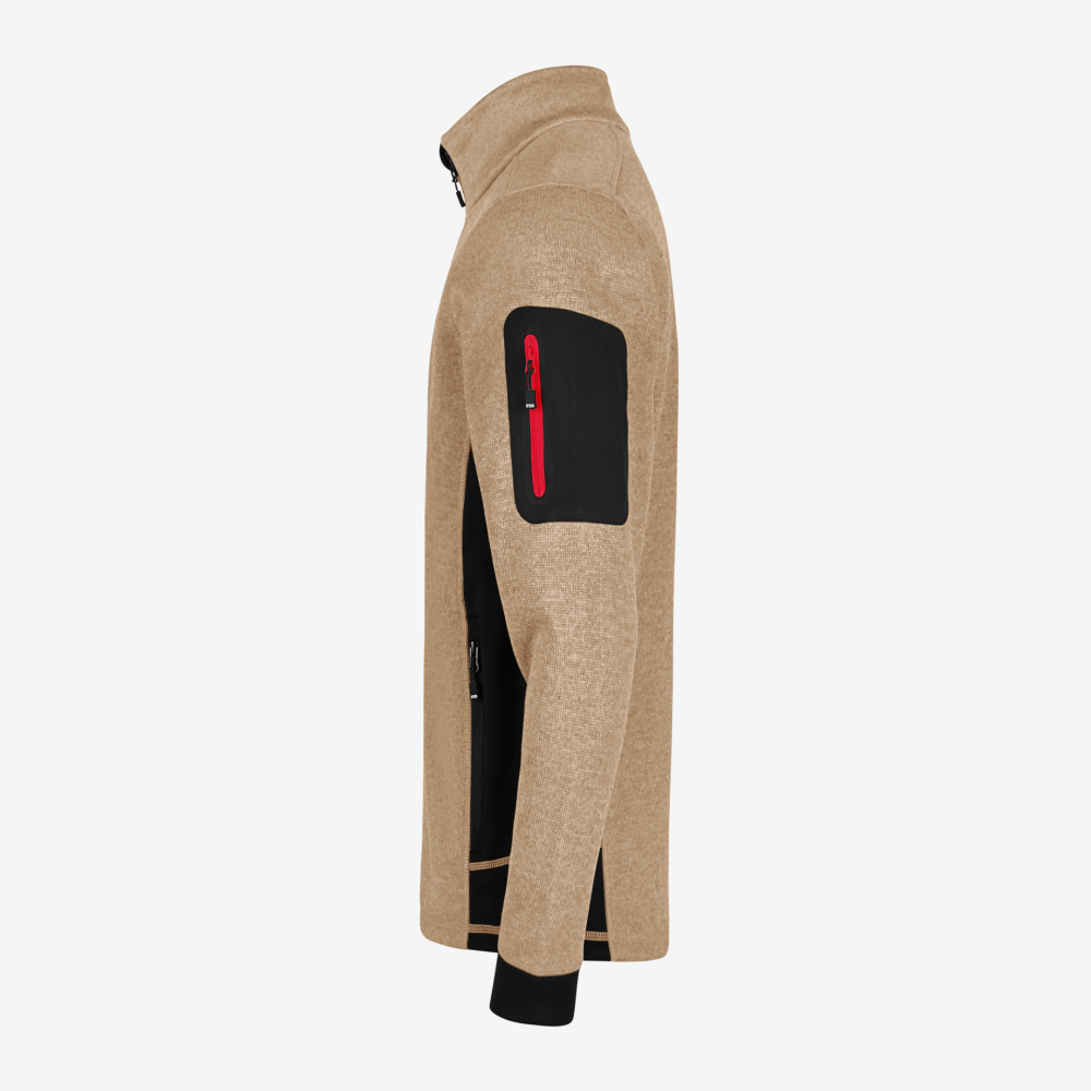 FHB CHRISTOPH Strick-Fleece-Jacke, beige-schwarz, Gr. XS