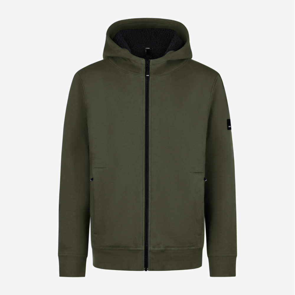 FHB HAJO Hoodie-Jacke mit Webpelz unisex oliv M