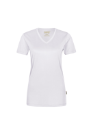 HAKRO Damen V-Shirt COOLMAX®, weiss, XS