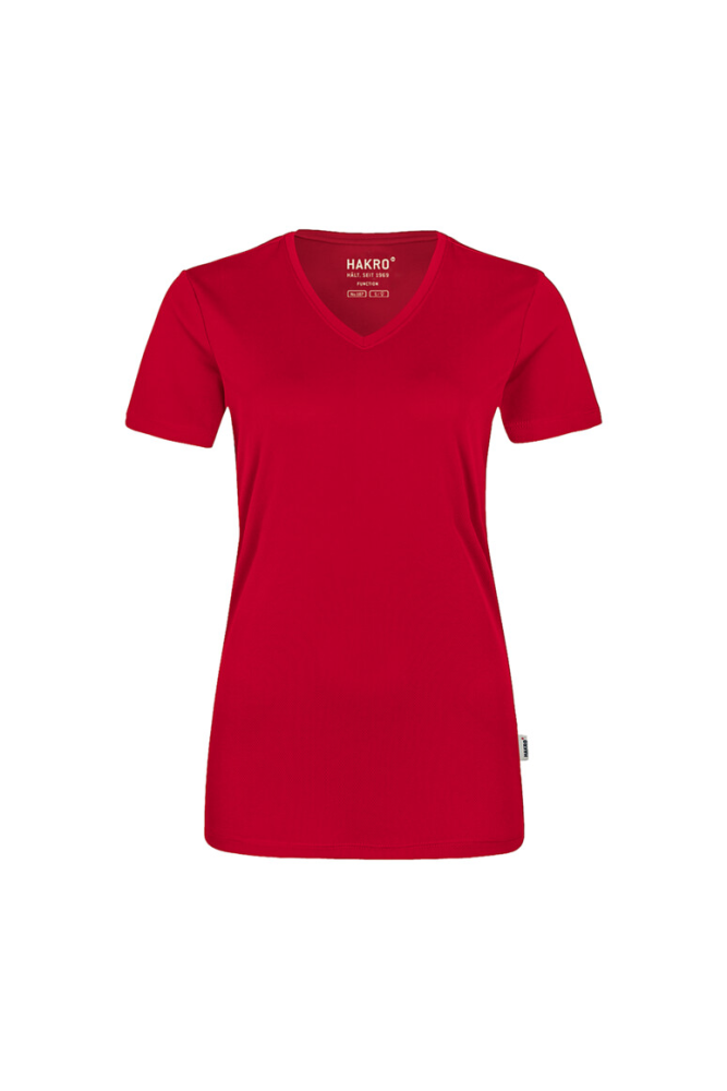 HAKRO Damen V-Shirt COOLMAX®, rot, XL