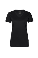 HAKRO Damen V-Shirt COOLMAX®, schwarz, XS