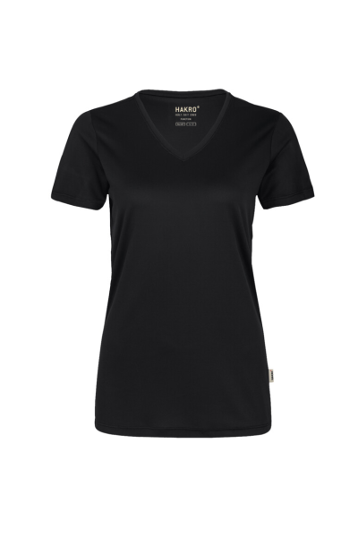 HAKRO Damen V-Shirt COOLMAX®, schwarz