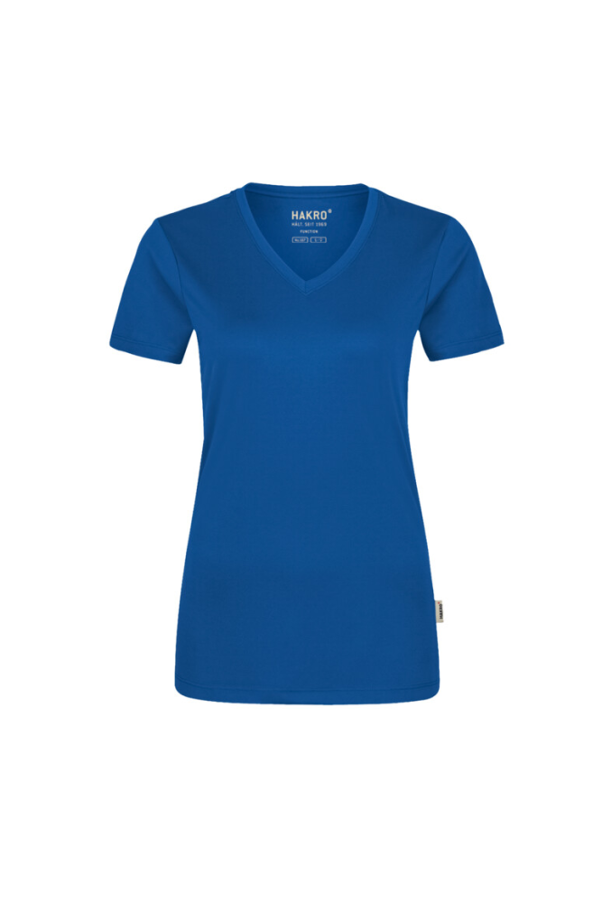 HAKRO Damen V-Shirt COOLMAX®, royalblau, XS