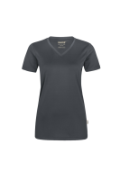 HAKRO Damen V-Shirt COOLMAX®, anthrazit, XL