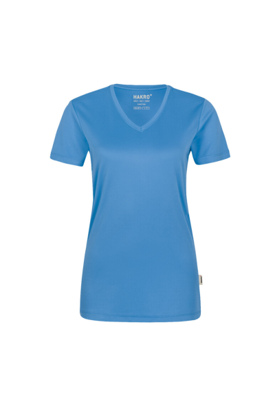 HAKRO Damen V-Shirt COOLMAX®, malibublau