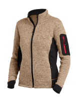 FHB MARIEKE Strick-Fleece-Jacke Damen, beige-schwarz, Gr. L